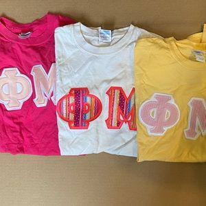 3 PHI MU sorority letter t-shirts (3) - ALL MEDIUM